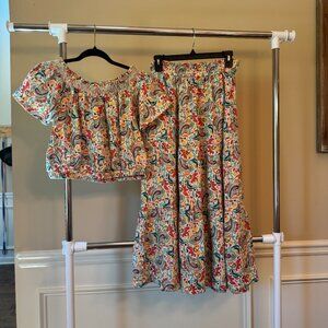 Marine Layer Corinne Maxi Skirt & Matching Top, Size Medium, Paisley Print